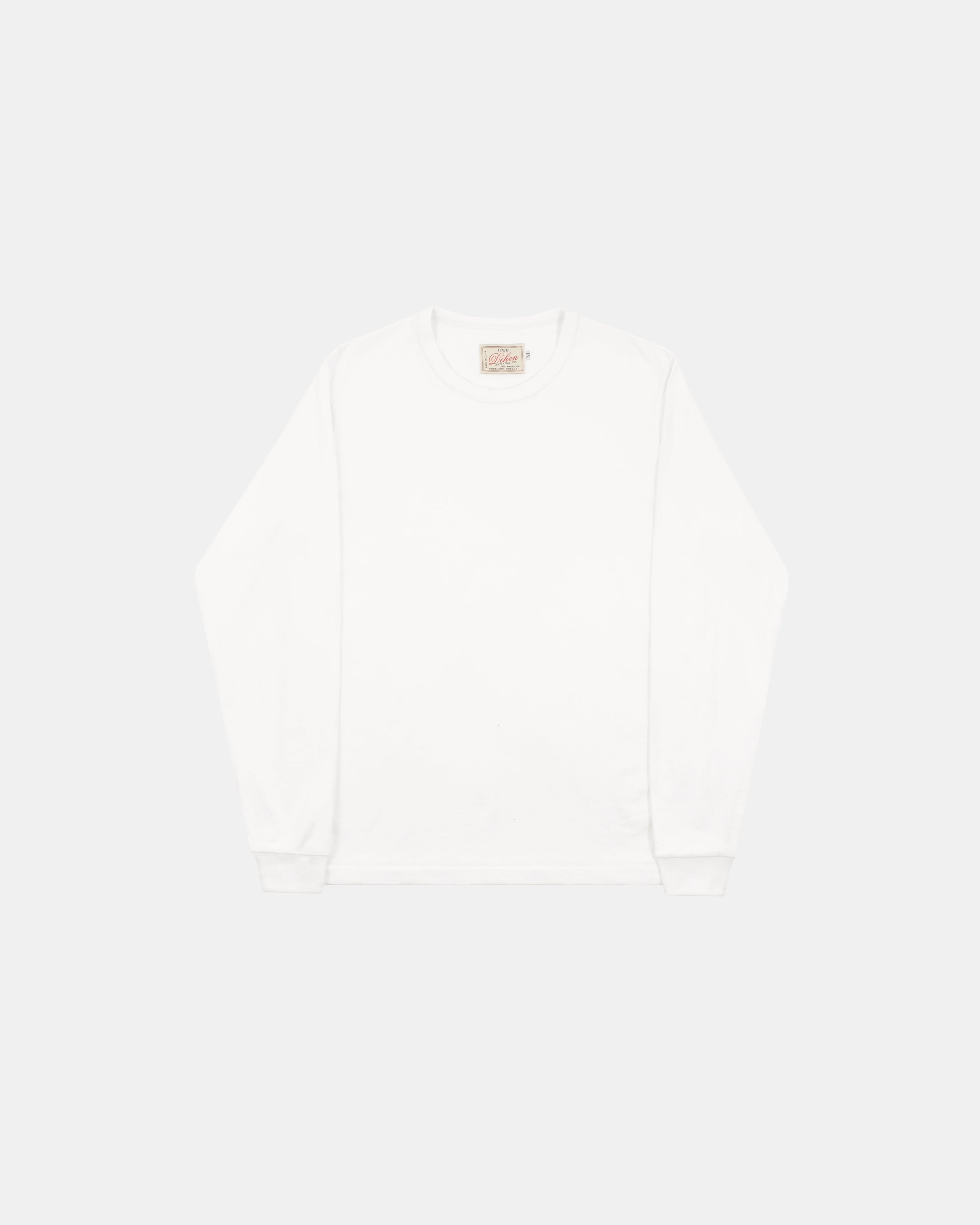 Heavy Duty Long Sleeve Tee - Non Pocket w/ Cuff - White