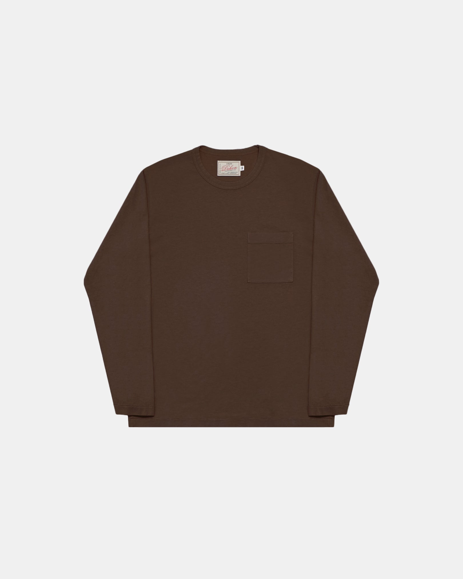 Heavy Duty Long Sleeve Tee - Single Pocket - Brown