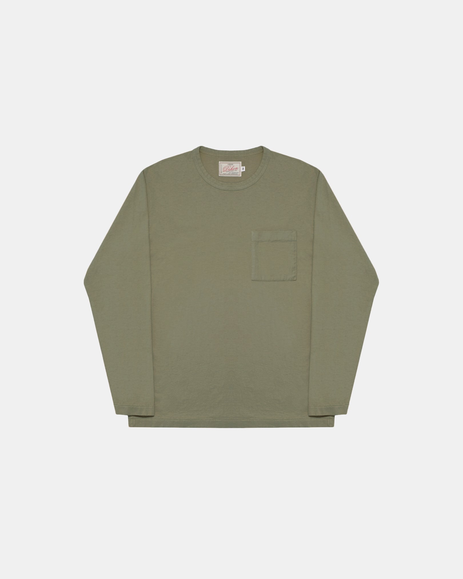 Heavy Duty Long Sleeve Tee - Single Pocket - Fatigue