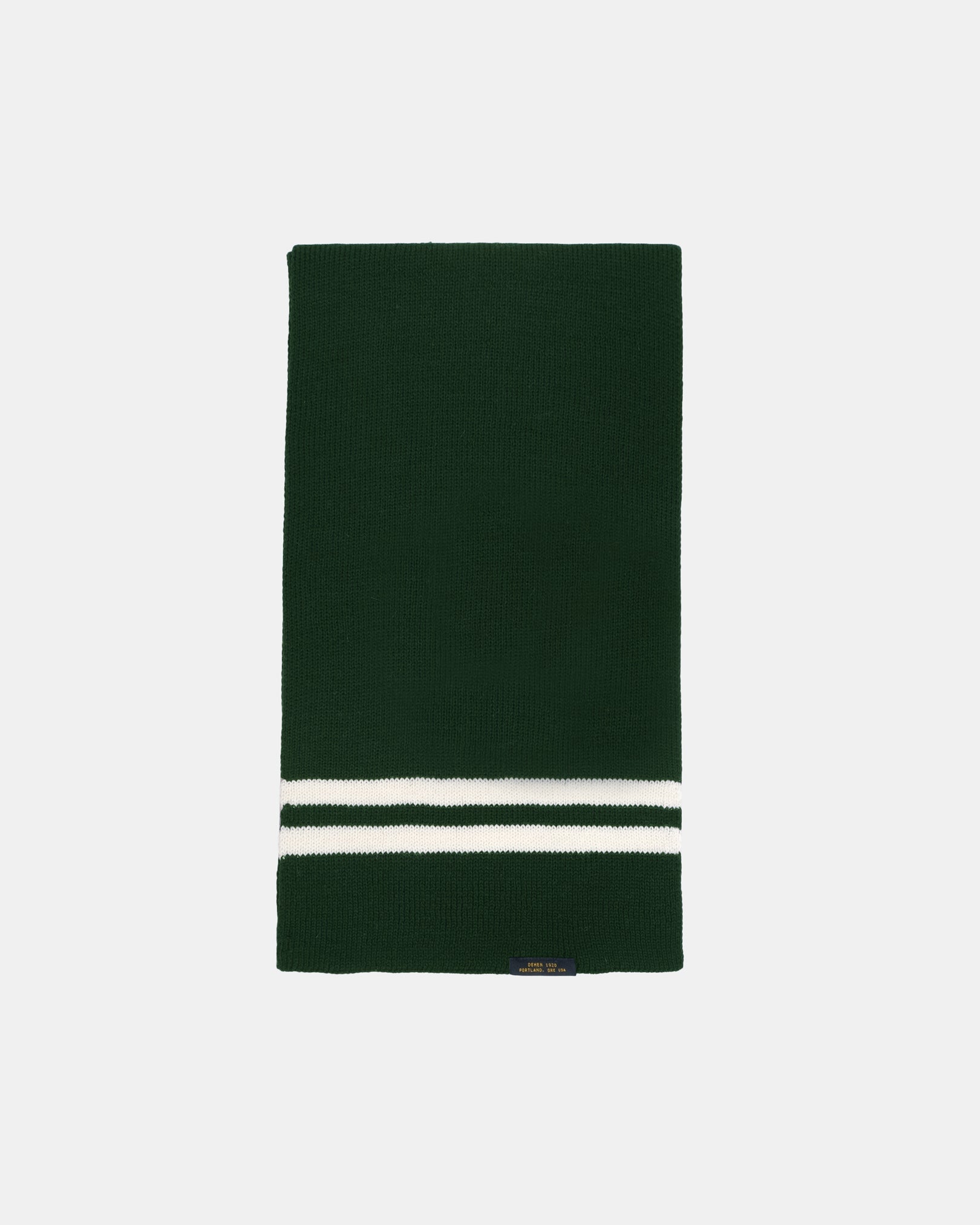 Striped Wool Scarf - Pine / Off White